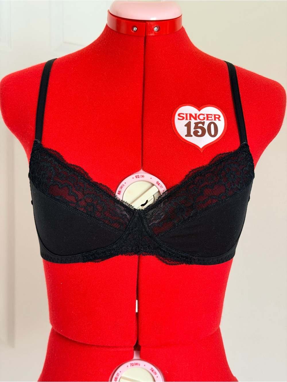 George Black Lace Soft Bra 34A Wire-Free Plunge Balconette Adjustable Straps